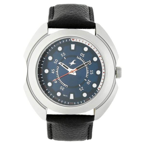 Fastrack 3117SL04 Quartz Analog Blue Dial Black Leather Strap Men’s Watch