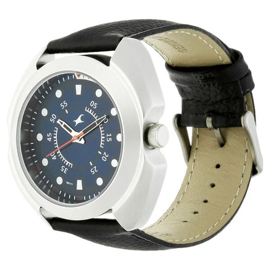 Fastrack 3117SL04 Quartz Analog Blue Dial Black Leather Strap Men’s Watch