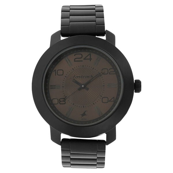 Fastrack 3120NM02 Analog Quartz Men Watch – Brown Dial, Black Stainless Steel Strap