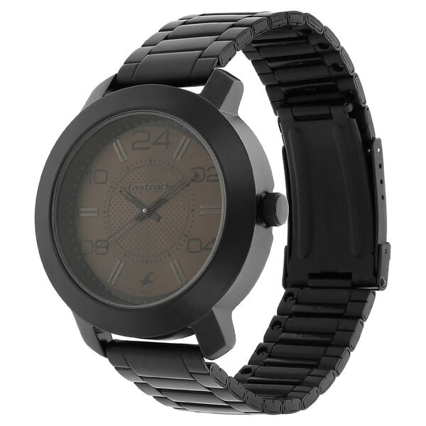 Fastrack 3120NM02 Analog Quartz Men Watch – Brown Dial, Black Stainless Steel Strap