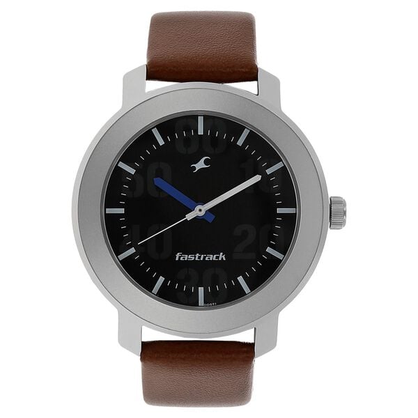 Fastrack 3121SL01 Quartz Analog Black Dial Brown Leather Strap Men’s Watch