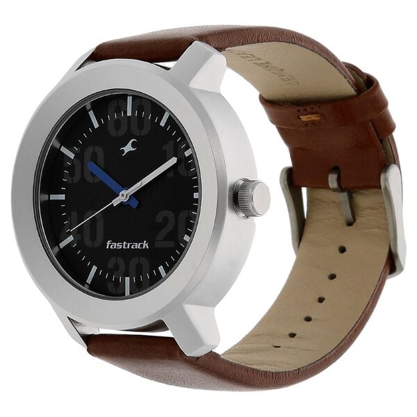 Fastrack 3121SL01 Quartz Analog Black Dial Brown Leather Strap Men’s Watch