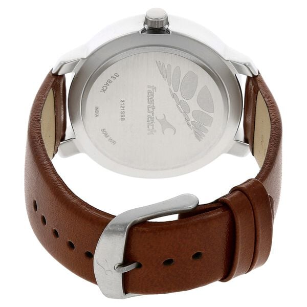 Fastrack 3121SL01 Quartz Analog Black Dial Brown Leather Strap Men’s Watch