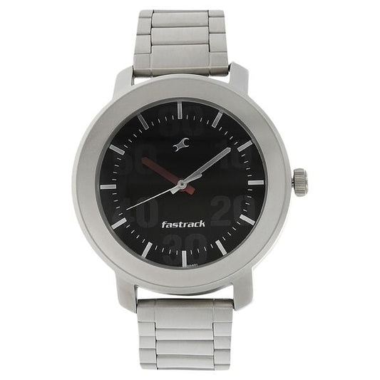 Fastrack 3121SM02 Quartz Analog Men’s Watch with Black Dial & Silver Stainless Steel Bracelet