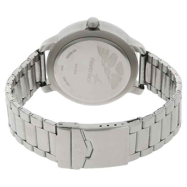 Fastrack 3121SM02 Quartz Analog Men’s Watch with Black Dial & Silver Stainless Steel Bracelet