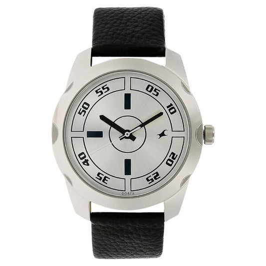 Fastrack 3123SL01 Quartz Analog Silver Dial Black Leather Strap Men’s Watch