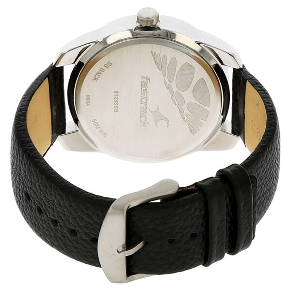 Fastrack 3123SL01 Quartz Analog Silver Dial Black Leather Strap Men’s Watch