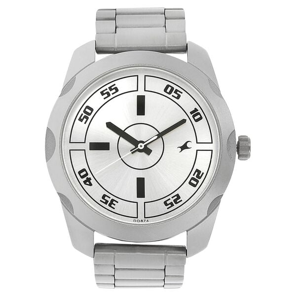 Fastrack 3123SM02 Quartz Analog Men’s Watch with Silver Dial & Silver Stainless Steel Bracelet
