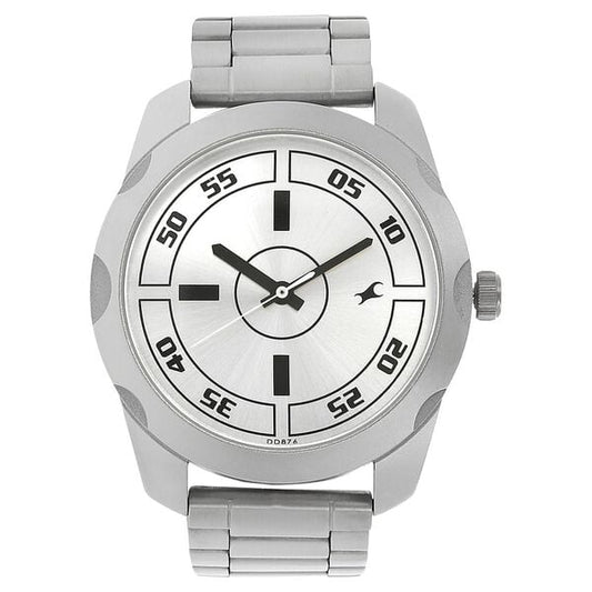 Fastrack 3123SM02 Quartz Analog Men’s Watch with Silver Dial & Silver Stainless Steel Bracelet