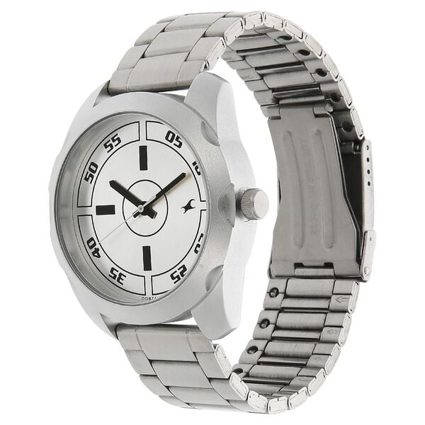 Fastrack 3123SM02 Quartz Analog Men’s Watch with Silver Dial & Silver Stainless Steel Bracelet