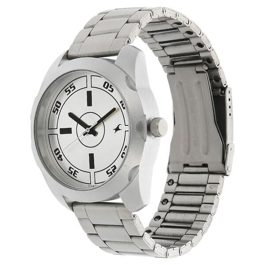 Fastrack 3123SM02 Quartz Analog Men’s Watch with Silver Dial & Silver Stainless Steel Bracelet