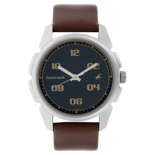 Fastrack 3124SL02 Quartz Analog Blue Dial Brown Leather Strap Men’s Watch