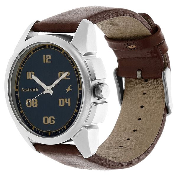 Fastrack 3124SL02 Quartz Analog Blue Dial Brown Leather Strap Men’s Watch