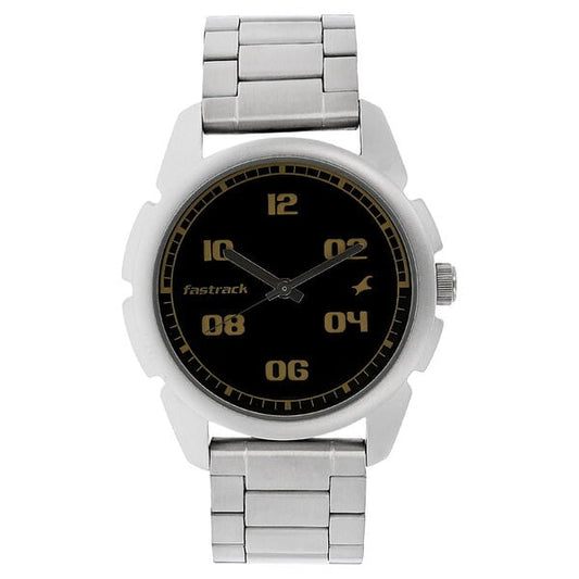 Fastrack 3124SM02 Men’s Quartz Black Dial Analog Watch with Stainless Steel Strap