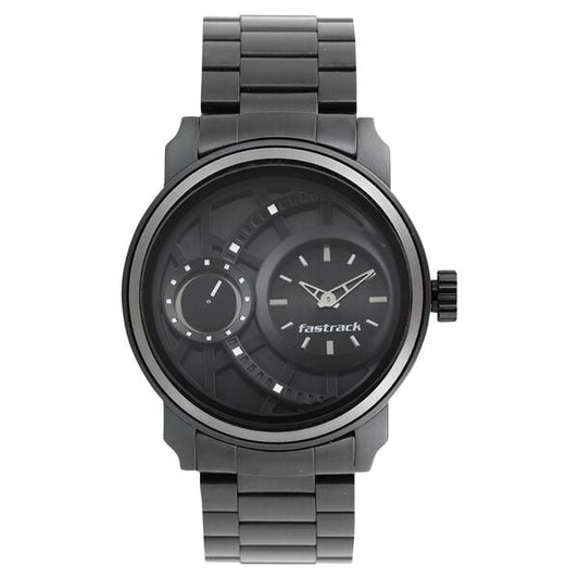Fastrack 3147KM01 Quartz Analog Black Dial Stainless Steel Strap Men’s Watch
