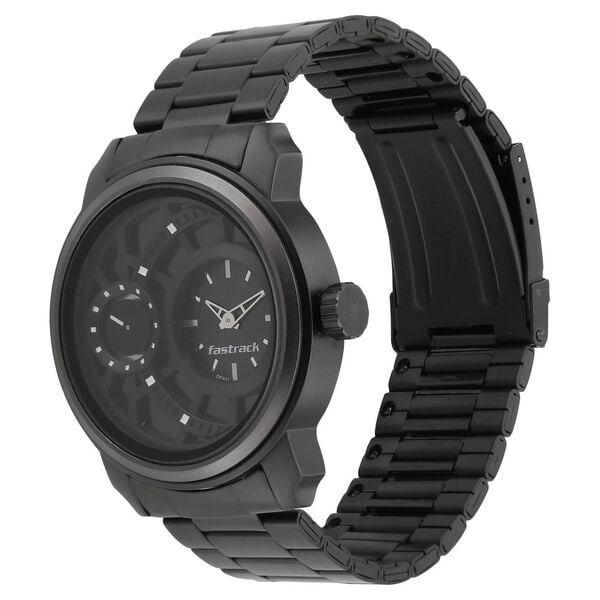 Fastrack 3147KM01 Quartz Analog Black Dial Stainless Steel Strap Men’s Watch