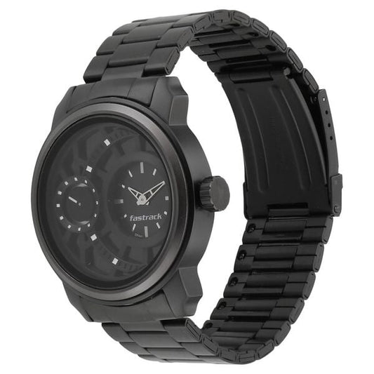 Fastrack 3147KM01 Quartz Analog Black Dial Stainless Steel Strap Men’s Watch