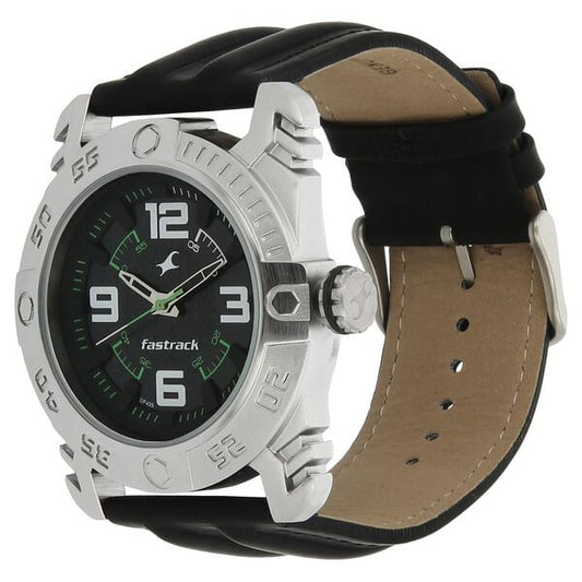 Fastrack 3148SL01 Quartz Analog Black Dial Leather Strap Men’s Watch