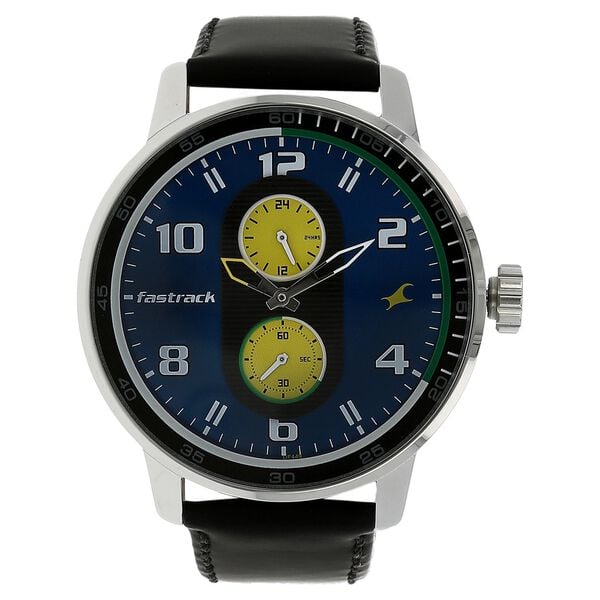 Fastrack 3159SL02 Quartz Analog Blue Dial with Leather Strap Watch for Men
