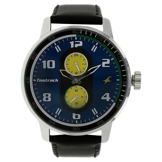 Fastrack 3159SL02 Quartz Analog Blue Dial with Leather Strap Watch for Men