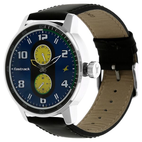 Fastrack 3159SL02 Quartz Analog Blue Dial with Leather Strap Watch for Men