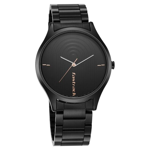 Fastrack 3184NM02 Analog Quartz Men Watch – Black Dial, Black Stainless Steel Strap, Style Up Casual Design
