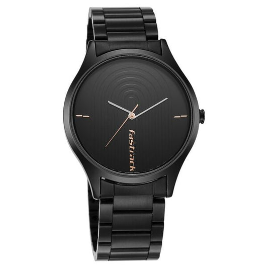 Fastrack 3184NM02 Analog Quartz Men Watch – Black Dial, Black Stainless Steel Strap, Style Up Casual Design