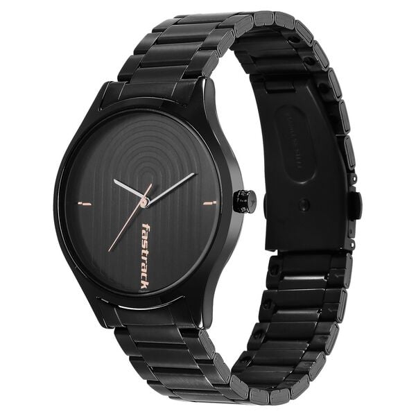 Fastrack 3184NM02 Analog Quartz Men Watch – Black Dial, Black Stainless Steel Strap, Style Up Casual Design