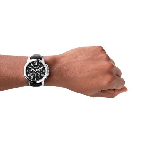 Fossil FS4812IE Men's Quartz Chronograph Watch Black Dial Black Leather Strap