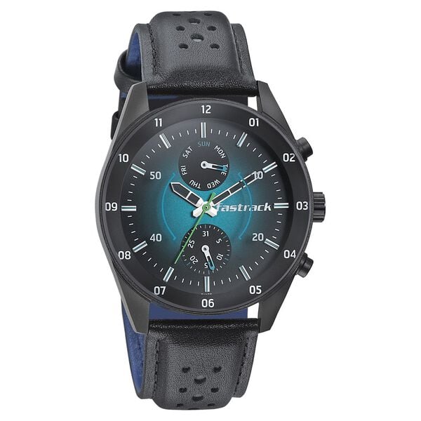 Fastrack 3201NL01 Quartz Analog Blue Dial Leather Strap Men’s Watch