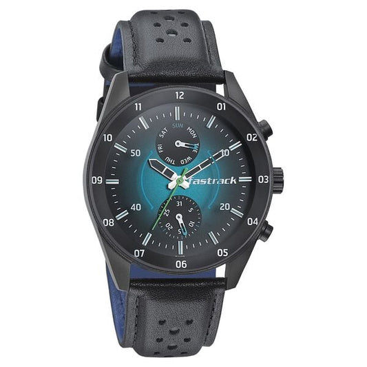 Fastrack 3201NL01 Quartz Analog Blue Dial Leather Strap Men’s Watch
