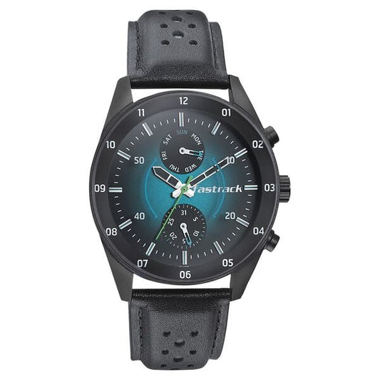 Fastrack 3201NL01 Quartz Analog Blue Dial Leather Strap Men’s Watch