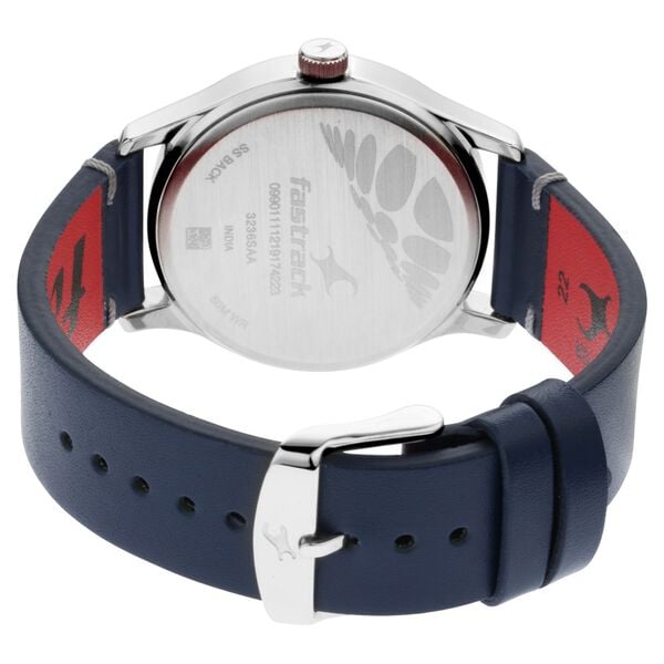 Fastrack 3236SL01 I Love Me Quartz Analog Silver Dial Blue Leather Strap Men’s Watch