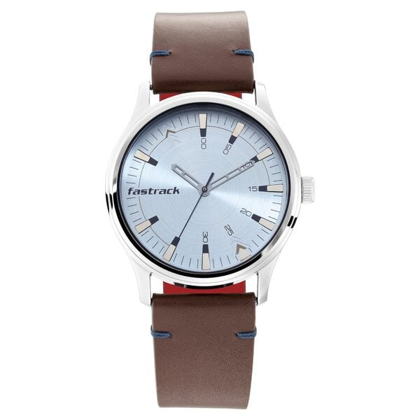 Fastrack 3236SL02 “I Love Me” Men’s Analog Watch Blue Dial Brown Leather Strap