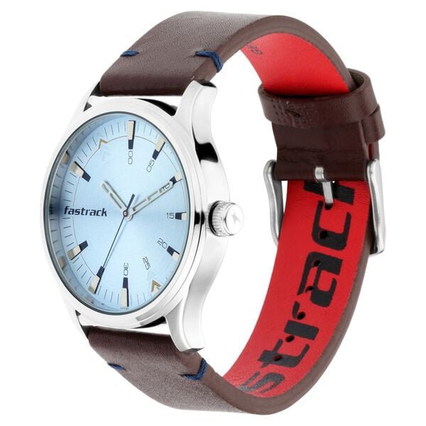 Fastrack 3236SL02 “I Love Me” Men’s Analog Watch Blue Dial Brown Leather Strap