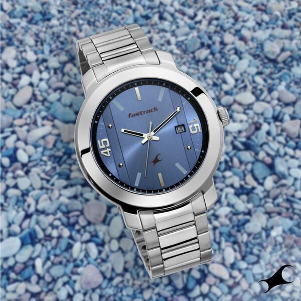 Fastrack 3246SM03 Men’s Blue Dial Quartz Analog Watch with Stainless Steel Strap
