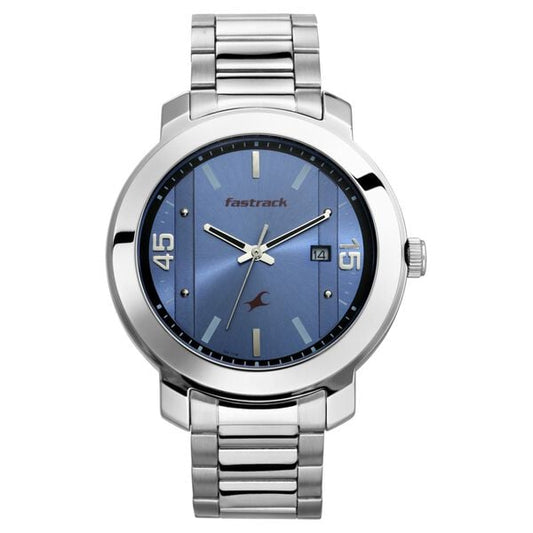 Fastrack 3246SM03 Men’s Blue Dial Quartz Analog Watch with Stainless Steel Strap
