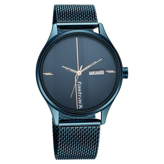 Fastrack 3247QM01 Style Up Quartz Analog Blue Dial Stainless Steel Strap Men’s Watch
