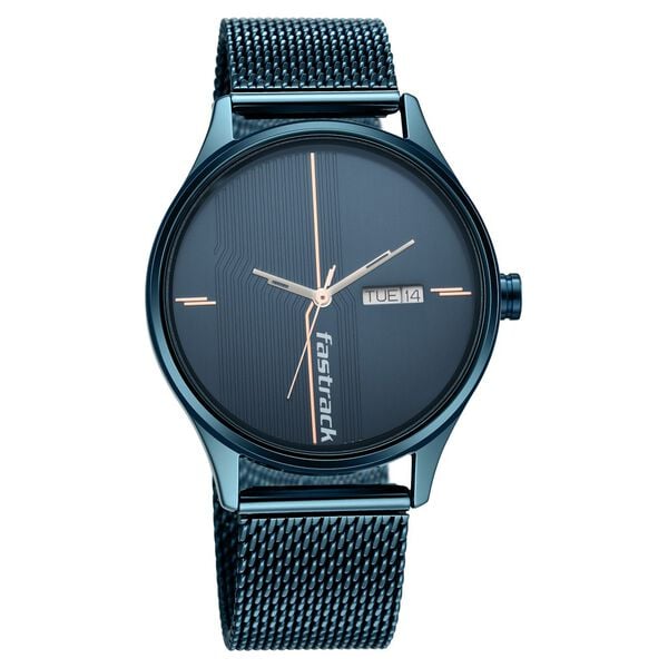 Fastrack 3247QM01 Style Up Quartz Analog Blue Dial Stainless Steel Strap Men’s Watch