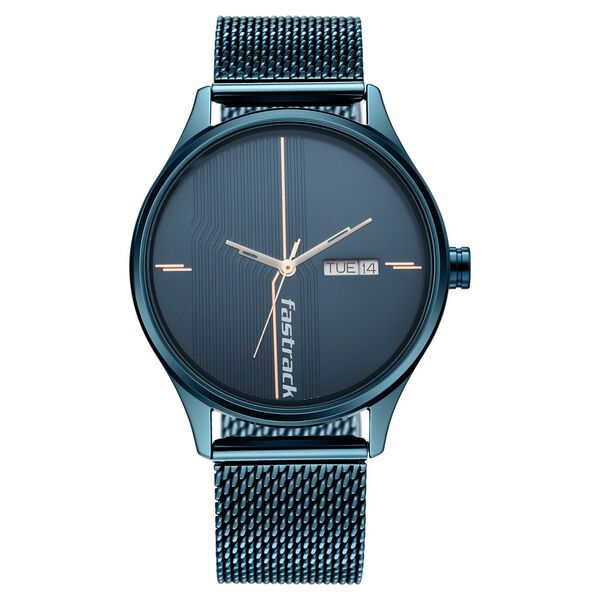 Fastrack 3247QM01 Style Up Quartz Analog Blue Dial Stainless Steel Strap Men’s Watch