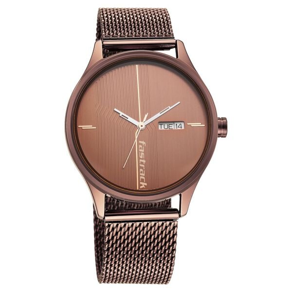 Fastrack 3247QM02 Style Up Quartz Analog Brown Dial Stainless Steel Strap Men’s Watch