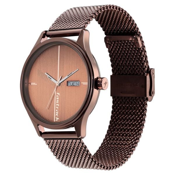 Fastrack 3247QM02 Style Up Quartz Analog Brown Dial Stainless Steel Strap Men’s Watch