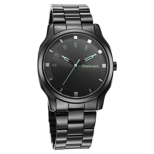 Fastrack 3255NM02 Quartz Analog Black Dial Stainless Steel Strap Watch for Men