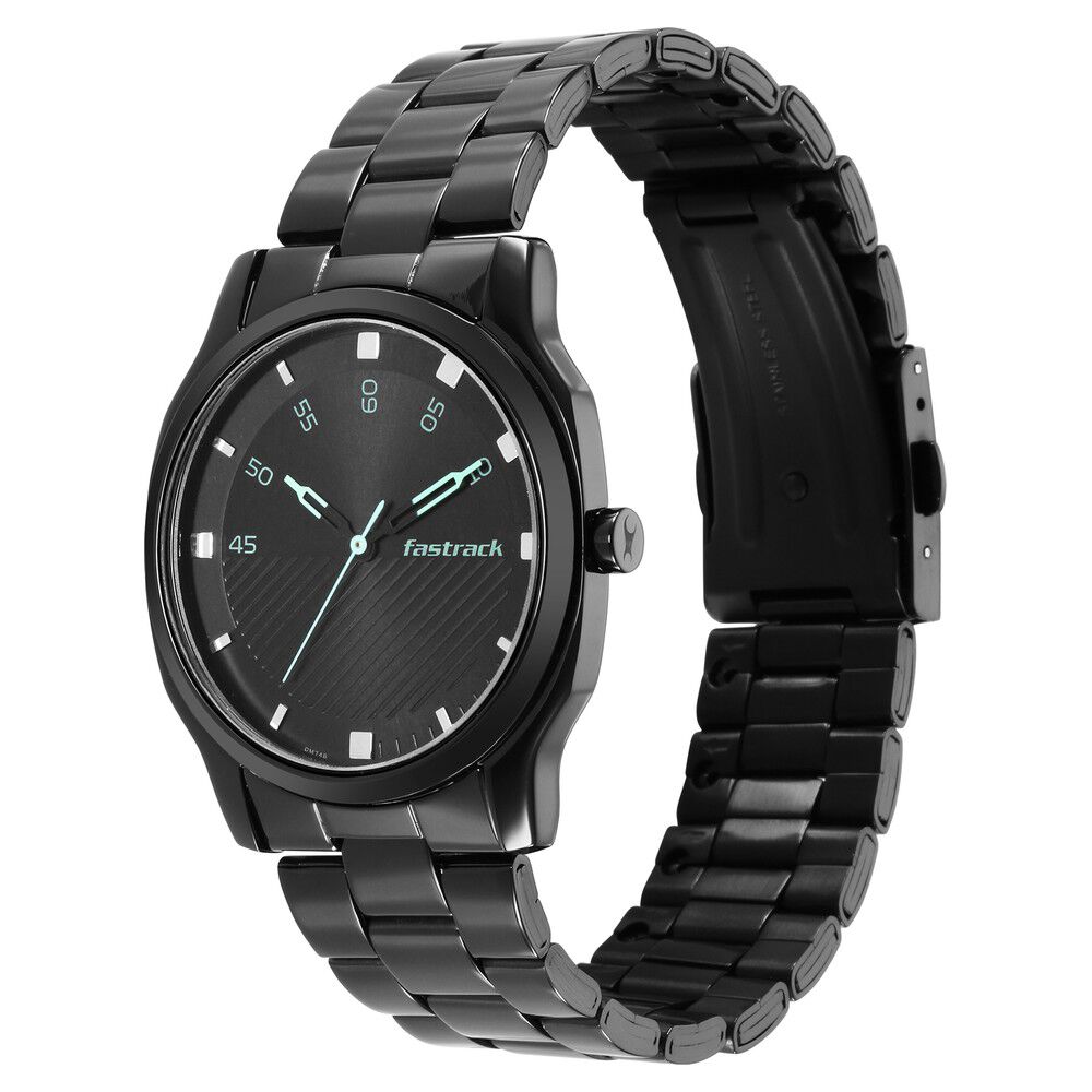 Fastrack 3255NM02 Quartz Analog Black Dial Stainless Steel Strap Watch for Men