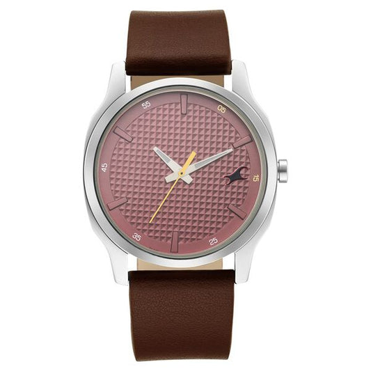 Fastrack 3255SL01 Men’s Analog Watch Red Dial Leather Strap