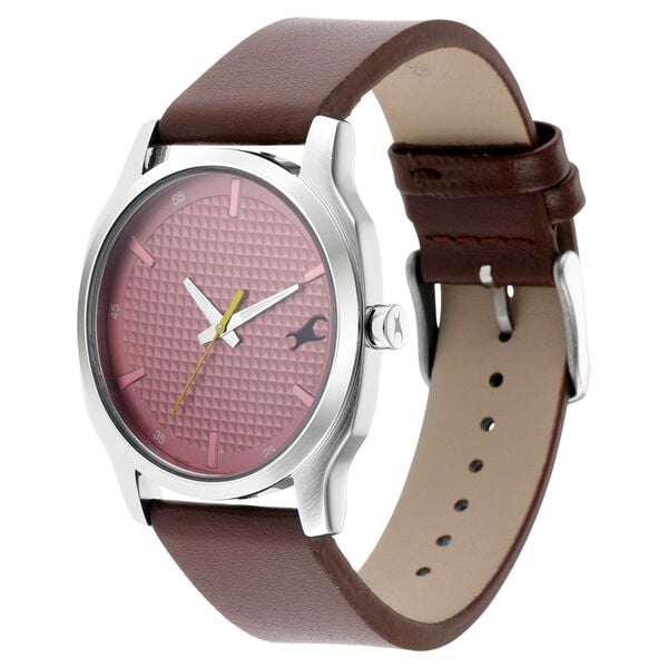 Fastrack 3255SL01 Men’s Analog Watch Red Dial Leather Strap