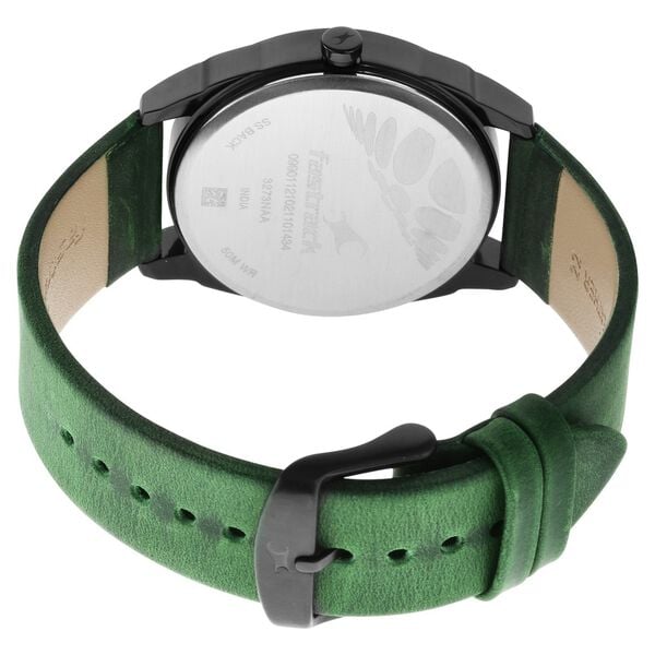 Fastrack 3273NL01 Quartz Analog Black Dial Green Leather Strap Men’s Watch