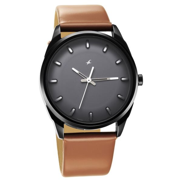 Fastrack 3273NL02 Analog Quartz Men Watch – Blue Dial, Brown Leather Strap, 50 m Water Resistance