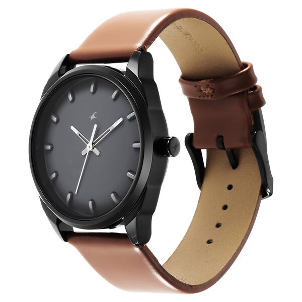 Fastrack 3273NL02 Analog Quartz Men Watch – Blue Dial, Brown Leather Strap, 50 m Water Resistance