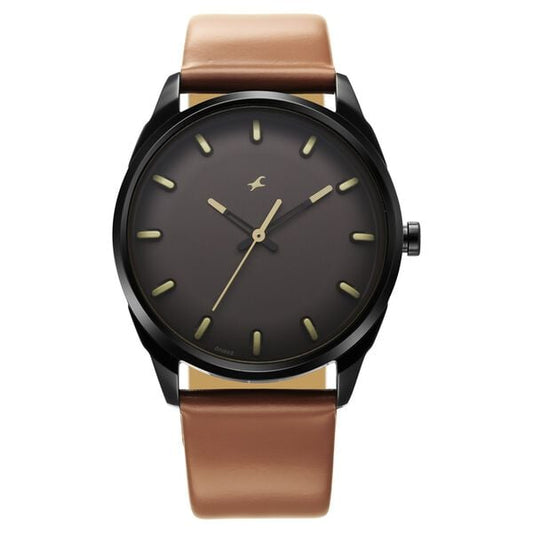 Fastrack 3273NL03 Quartz Analog Grey Dial Brown Leather Strap Men’s Watch